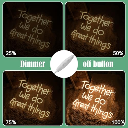 Image of Together We Do Great Things Neon Sign Dimmable Inspirational Neon Light Signs Wall Art Decor for School Home Office Positive Classroom Decor USB Neon Light 16.5 * 12.6 IN