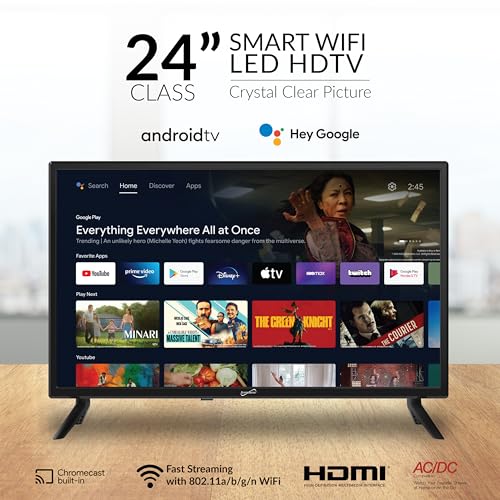 Image of Supersonic SC-2450GTV-A 24-inch DLED SMART HDTV with Google Assistant, ATSC & NTSC System, HDMI USB Input, WiFi, 1080p Resolution, 16.7M Colors,60Hz Refresh Rate, Bluetooth, AC /DC Compatible