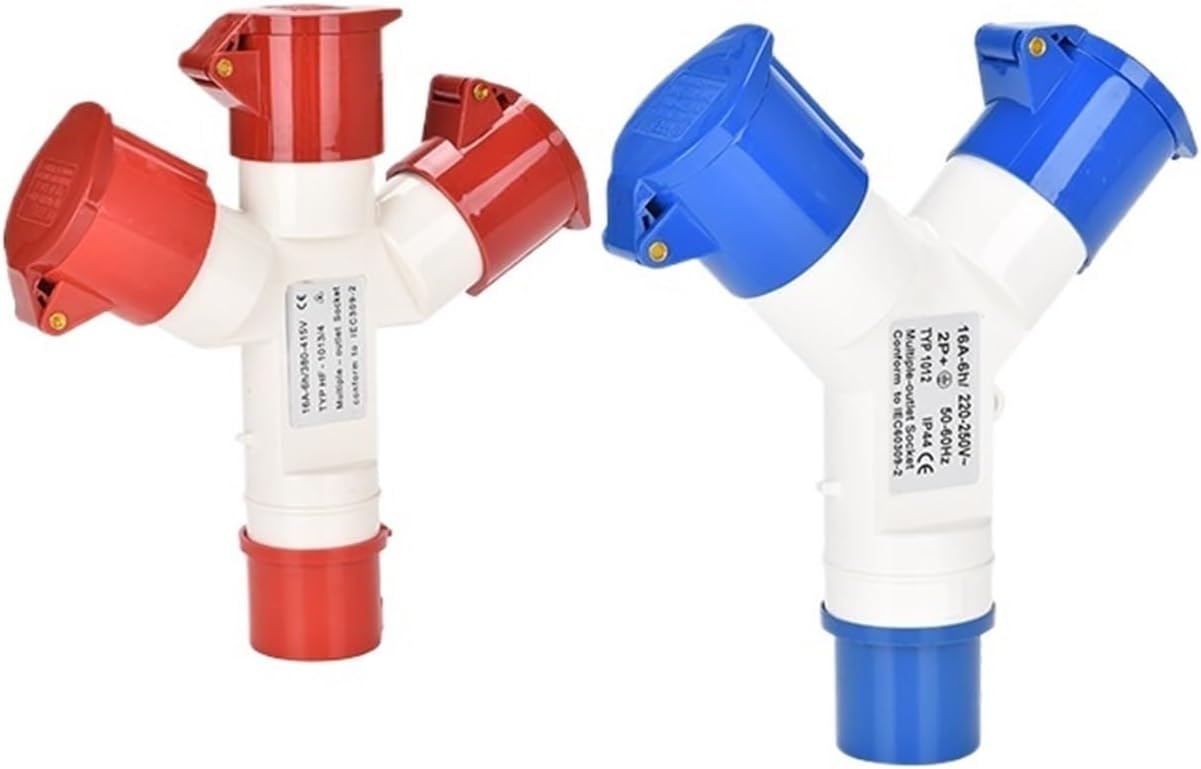 Three-way waterproof industrial aviation and socket non-explosion-proof connector Y-type one-point three 3/4/5 core 16A32A set(Three 4 pin 16 plugs one 4 pin 16)