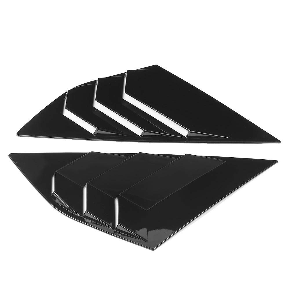 1 Pair ABS Car Rear Window Louver Decor Accessory Fit for Focus ST RS MK3 12-18 Bright Black