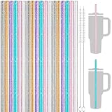 18 PCS Replacement Glitter Straws Compatible with Stanley | Simple Modern 40oz 30oz Tumbler - Reusable Stanley Straws For Stanley Hydro Jug Cup +2 Brush for Stanley Adventure Quencher Travel Tumbler
