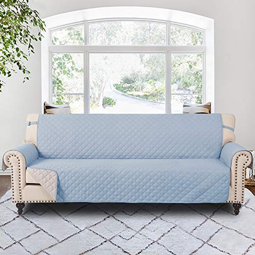 RHF Reversible Cover for Extra-Wide Couch, Sofa Cover, Extra-Wide Couch Cover for Dogs, Extra-Wide Couch Covers for Pets, Couch Slipcover, Machine Washable(Sofa-Extra Wide: Light Blue Beige)