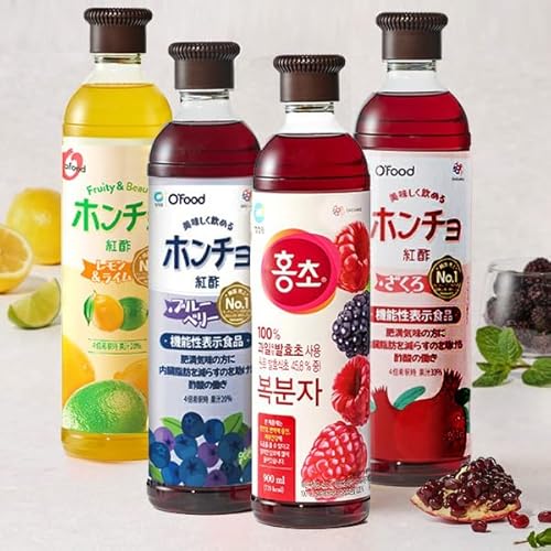 紅酢 ホンチョ 8本セット / 4種類各2本 ザクロ/野イチゴ/ライムレモン/ブルーベリー/健康酢 お酢ドリンク 飲む酢 100%果実発酵 果実のお酢 ビネガードリンク 健康酢