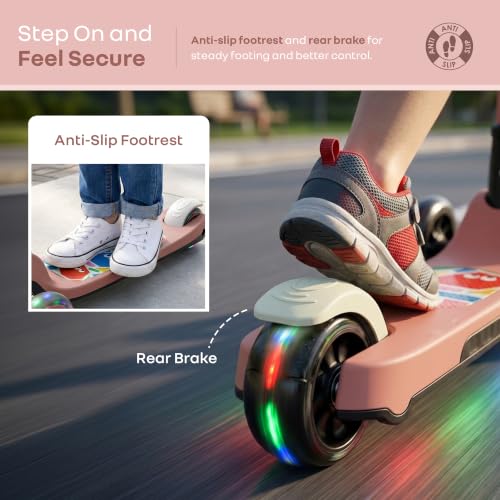 Image of R for Rabbit Road Runner Swift Scooter for Kids with Lights, 3-Level Adjustable Height, PU LED Wheels for 3+ Years Baby Boys & Girls, Up to 75 KG Weight (Dusty Rose)