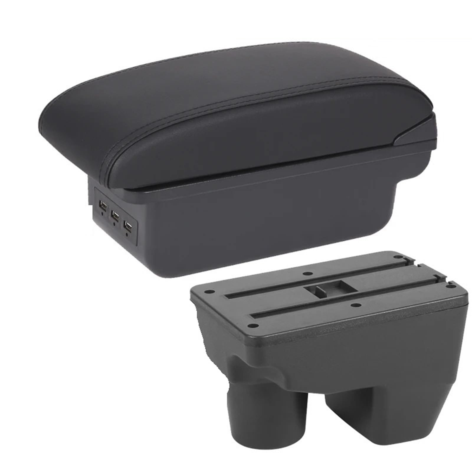 AWGNTQQ Car Armrests For Toyota For Yaris Elegant GR 20021-2025 Car Armrest Auto Storage Box Retrofit Parts Car Accessories(B2 black line 3USB)