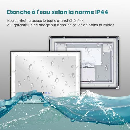 Miroir LED salle de bain 80x60 cm anti-buée YU YUSING