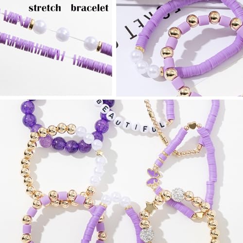 Heishi Surfer Clay Bead Friendship Bracelets, Colorful Stackable Preppy Bracelets for Women2