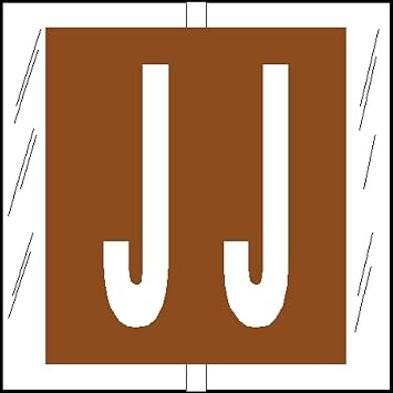 Tabbies Original COLRTAB 82100 Series Alpha Labels, Brown,#34;J", 1-1/2"H x 1-1/2"W, Heavy Duty & Fade-Resistant, Made in the USA, 100 Labels/Pack