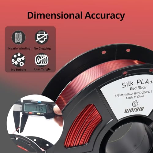 Image of Silk Dual Color Pla Filament, Silk PLA 3D Printer Filament 1.75mm, Shiny Silk Texture, Dimensional Accuracy + /- 0.02mm, 1KG Spool (2.2 lbs), PLA Silk Dual Color (Red Black)