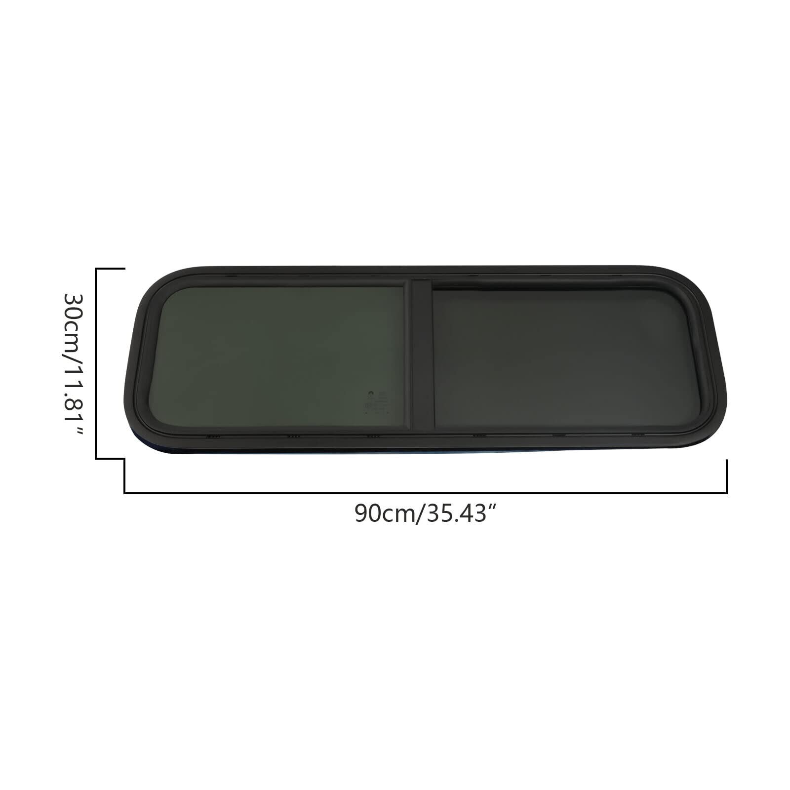 Finestra scorrevole in vetro Shiyinge per roulotte, vetro rettangolare, in lega di alluminio, verniciata, protezione dagli insetti, per finestre, con bastoncini di metallo, nero, lato passeggero, 6 mm