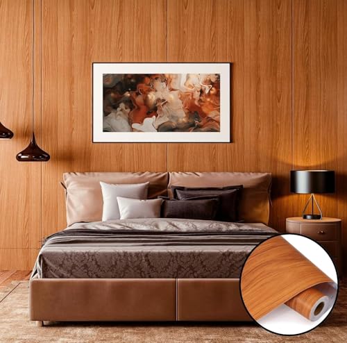 Image of WALLMATE Self Adhesive Wood Grain Wallpaper Vinyl Furniture Sticker Wood Wallpaper Kitchen Wallpaper Wooden Door Desktop Wallpapers (Cream Brown Wooden, 16x75 Inch)