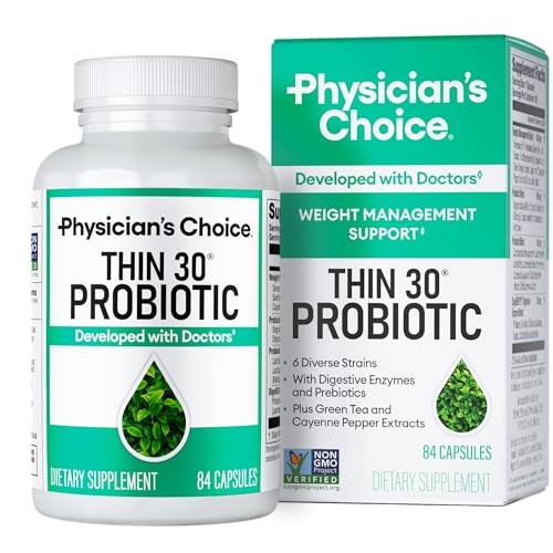 Physicians CHOICE Probiotics for Weight Management & Bloating - 6 Probiotic Strains - Prebiotics - Key ingredient Cayenne - Supports Gut Health - Weight Management for Women & Men - Green Tea - 84 CT