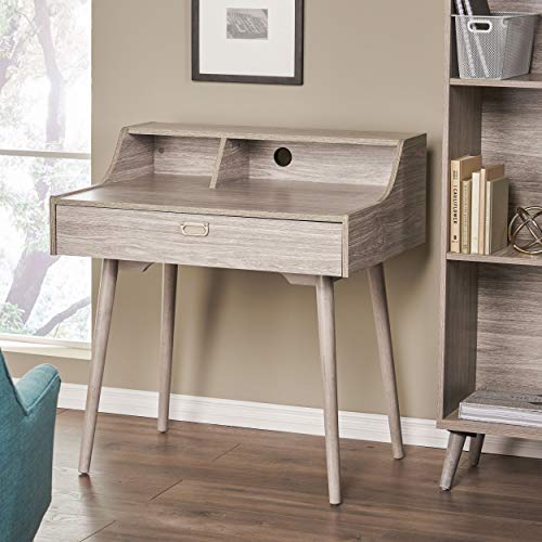 Christopher Knight Home Ellison Mid-Century Modern Fiberboard Home Office Desk, Grey Oak Finish #TOP6