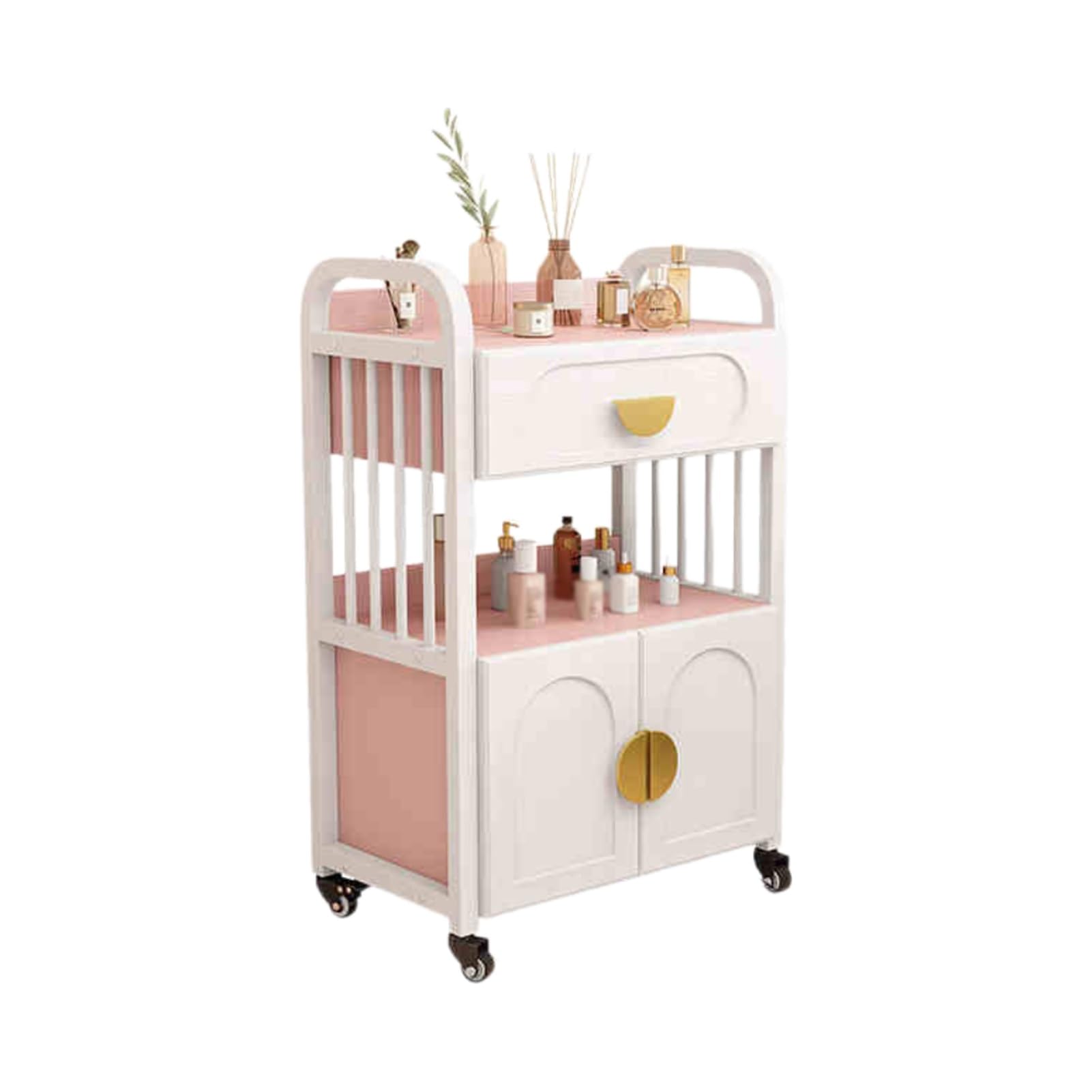Barbershop Trolley Tool Cabinet with Workbench Multi-Purpose Tool Cart with Wheels,Layered Storage with Drawers and Storage Cabinets,Convenient Universal Pulley,Suitable for Salon Spa Tattoo(Color2)