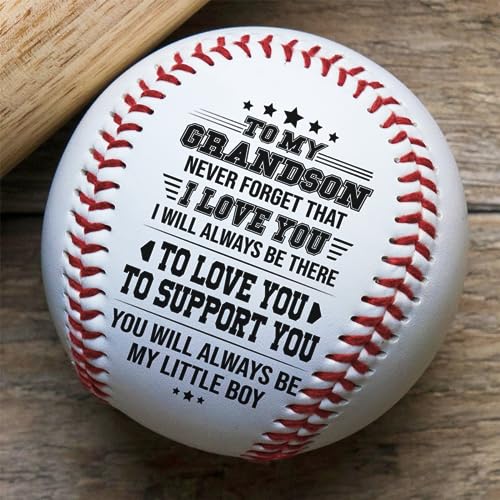 Quartzily To My Grandson - Never Forget That I Love You - Printed Baseball Gifts For Boys 12-14 - Engraved Baseball Personalized Baseball - Baseball Accessories #TOP7