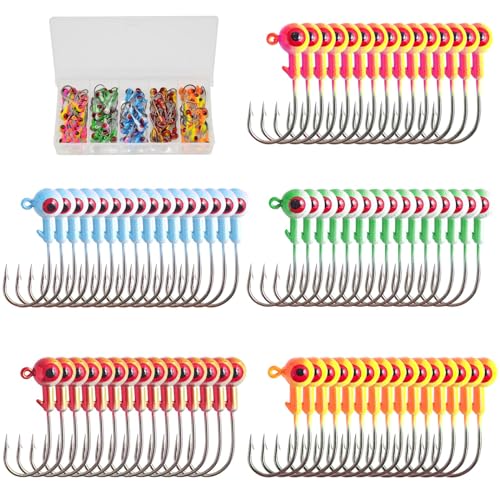 Crappie Jig Heads Kit, 75 Pieces Fishing Jig Head Hooks for Fishing Crappie Bass Trout Walleye 1/8oz...