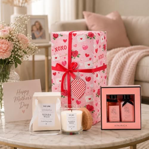 Image of Mother's Day Spa Gift Box | Luxury Bath & Body Hamper with Jasmine Scented Candle | Premium Self Care Gift for Mom | Relaxation Gift Set for Maa | Birthday, Thank You & Special Occasion Gift