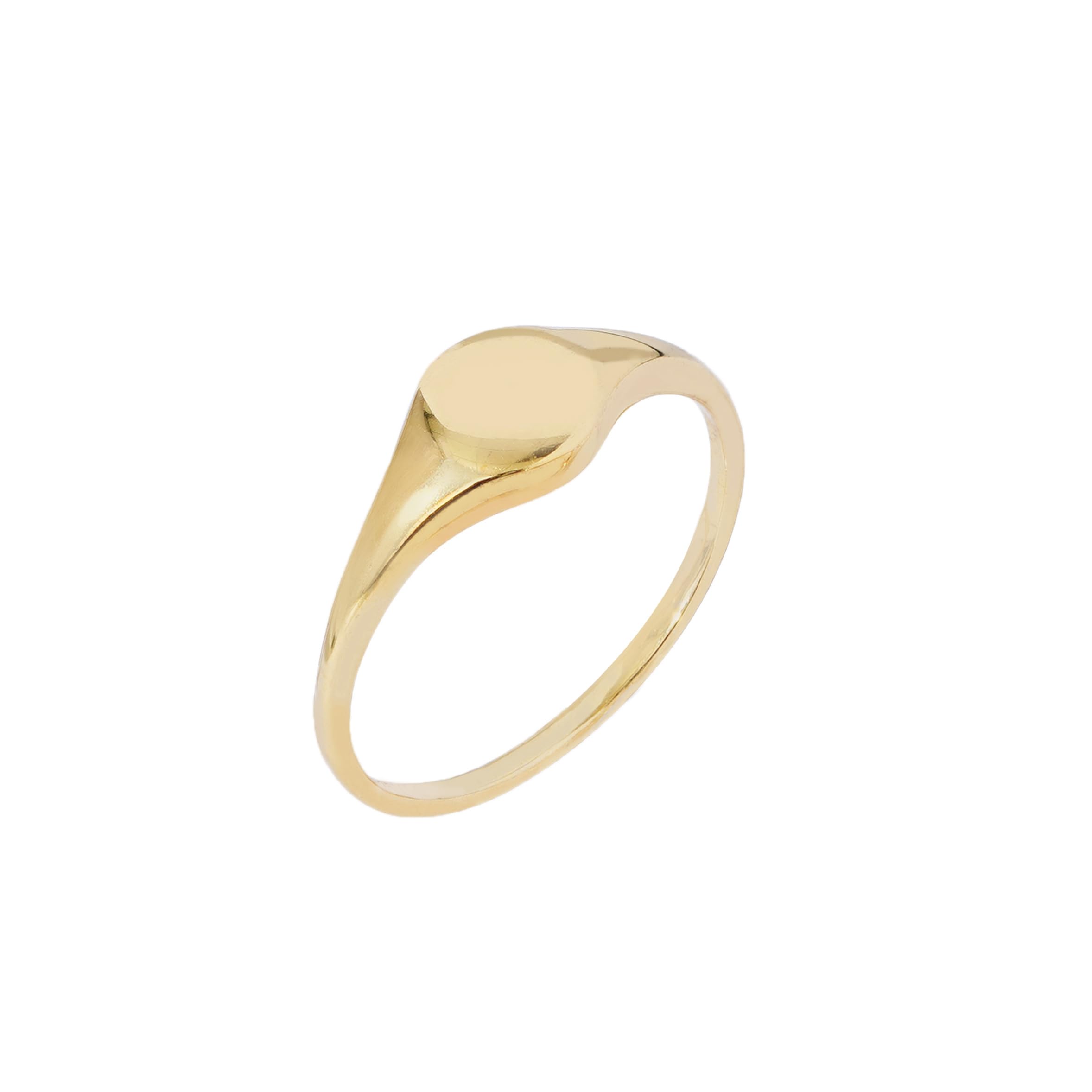 - 14K Plated Sterling Silver Round Signet Ring
