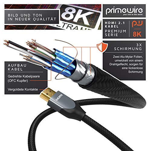 CSL - 8k HDMI Kabel 2.1 3 Meter - 8K @ 60Hz 4K @ 120Hz mit DSC - HDMI 2.1 2.0a 2.0b - 3D - Highspeed Ethernet - HDTV - UHD II - Dynamic HDR-10+ - eARC - Variable Refresh Rate VRR - Dolby Vision - Image 6