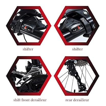 24/26 Zoll Mountainbikes, Fat Tire Mountain Trail Bike für Erwachsene, 7/21/24/27/30-Gang-Fahrrad, Rahmen aus Kohlenstoffstahl mit doppelter Vollfederung und Doppelscheibenbremse – Bild 8