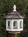 Medium Vinyl Gazebo Bird Feeder Amish Homemade Handmade Handcrafted White & Brown