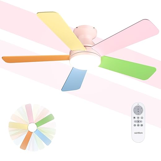 addlon Ceiling Fans with Lights, 42 Inch Low Profile Kids Ceiling Fan, Girl's Fan with Remote, Reversible, 3CCT, Dimmable, Quiet, Pink Small Ceiling Fan for Kids Room, Bedroom Indoor/Outdoor Use