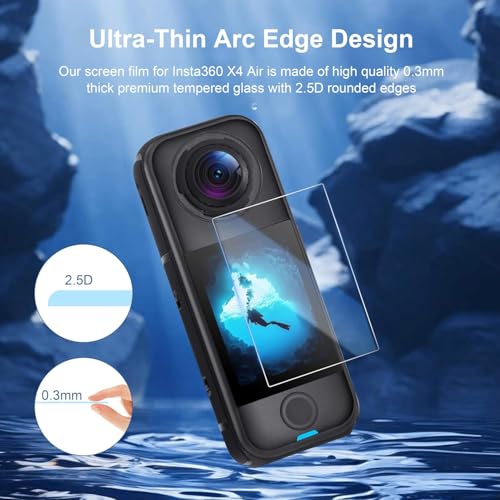 Image of M.G.R.J Tempered Glass Screen Protector for Insta360 X4 Air 360 Camera (Transparent)
