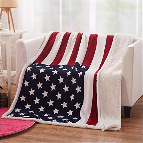Ukeler Flannel Sherpa Throw 60'' X 50'' American Flag Fleece Blanket Soft Comfy Flannel Blanket Throws For Bed/Couch/Sofa/Office/Camping #TOP7