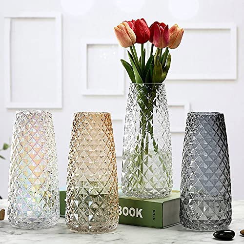 Hey_you Glazen vaas, in stijl handgemaakte kristalheldere bloemenvaas, decoratieve vaas met ananaspatroon, bloemenbloem, plantenhouder voor thuiskantoor, decoratie, cadeau voor bruiloft, housewarming party - Afbeelding 8