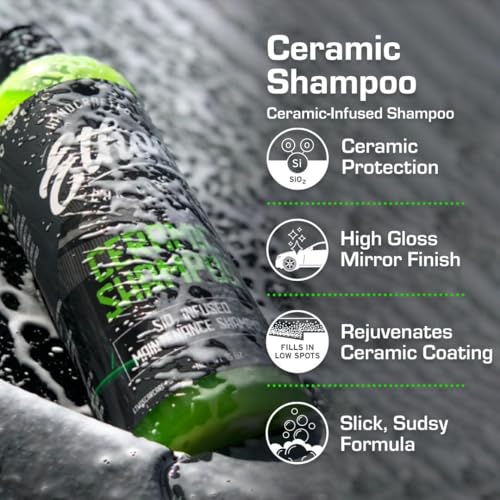 Image of Ceramic Car Shampoo - Slick Car Wash Soap for Ceramic Coatings - pH-Balanced Car Wash Shampoo - Adds Hydrophobic Protection | Enhances Coatings, Waxes or Sealants | Incredible Shine (16oz - 2 Pack)