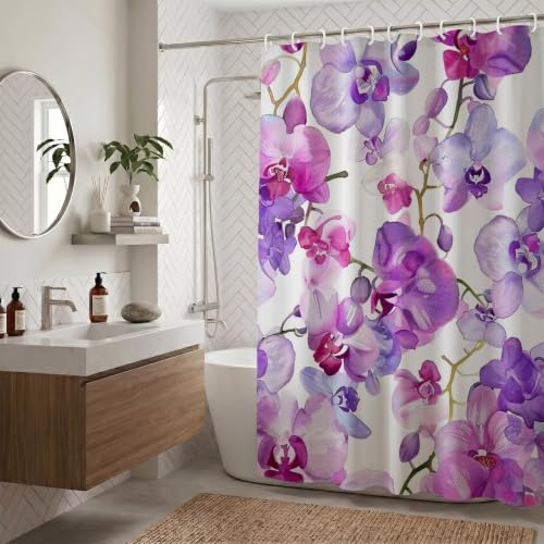 Rideau douche imperméable violet 180x220cm lavable en machine - 3