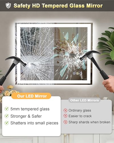 Smart Mirror with Lights and Bluetooth