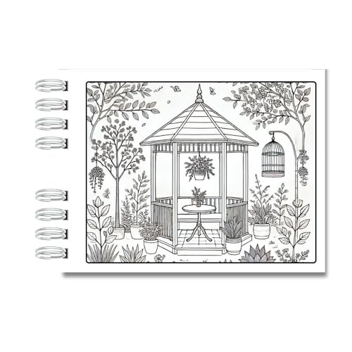 Livro de Colorir - Jardim Encantado Encadernado Antiestresse - com Capa Dura, 50 Páginas de 180g