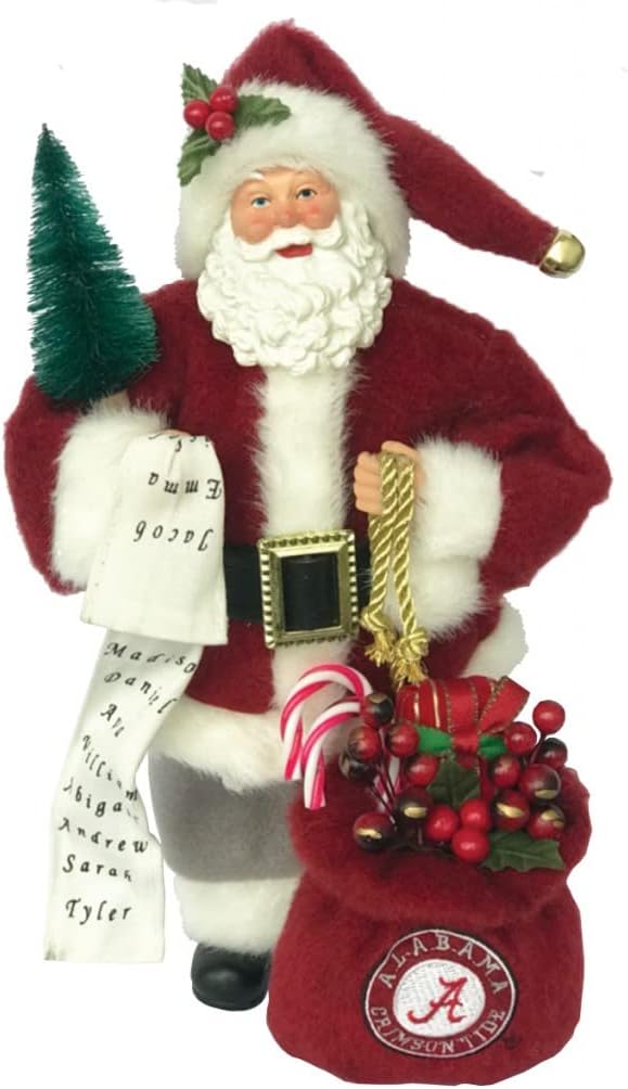Santa's Workshop 12" Alabama University Santa, Red, (ALC031)