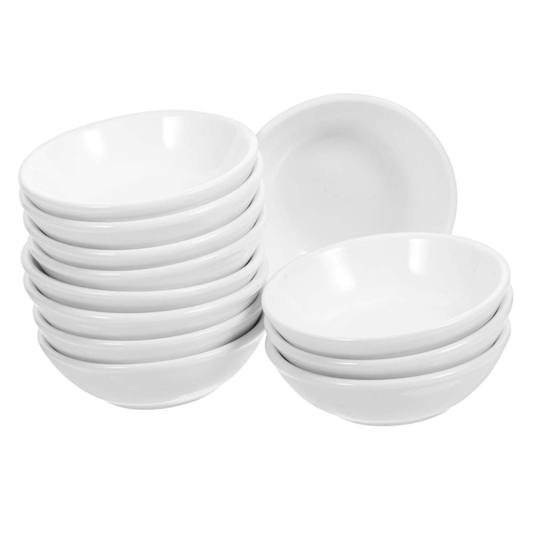 NAMOARLY 12pcs Ceramic Dish Small Appetizer Plates Appetizer Dishes Vinegar Dish Mini Serving Bowls Small Dipping Bowls Dip Bowls Small Sauce Cups Ramekins Serving Dish Ceramics White