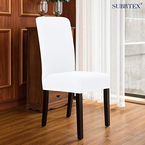 Subrtex Dining Room Chair Slipcovers Parsons Chair Covers Set Of 4 Stretch Dining Chair Covers Removable Washable Kitchen Chair Covers Chair Protector Covers For Dining Room,Party,Hotel(White) #TOP5