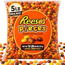 Reese Pieces Peanut Butter Candy 5 lb Bulk Bag, Crunchy Shell Peanut Butter Chocolates, Colorful Candy Pieces for Snacking, Baking & Parties