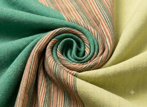 Image of Yaweh Cotton Striped Room Darkening Loop Type Door Curtain- 4 Ft X 6.7 5 Ft Set of 2 Pieces(Green), Opaque, Tab Top Curtains