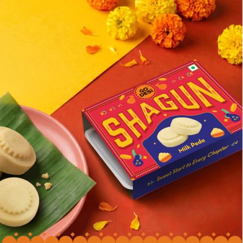 Image of GO DESi Shagun Pack, Milk Peda, 80 grams, Indian Sweet mithai | Shagun Pack Milk Peda