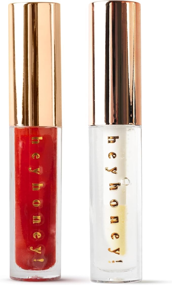 Dúo Labios Rojos Brillantes: HeyHoney Honey Labios de Miel Plumping y Suero Nutritivo (10ml) + HeyHoney Tinte Sandía Labios Plumping Aceite con Ácido Hialurónico, Aceites Vegetales y SPF