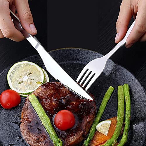 Image of Premium Daily Use Cutlery Stainless Steel Luxury Flatware Serving Dinner Spoon Fork Knife Reusable Mirror Finish for Home Kitchen Dining Table and Gifts (Set of 20, Silver)
