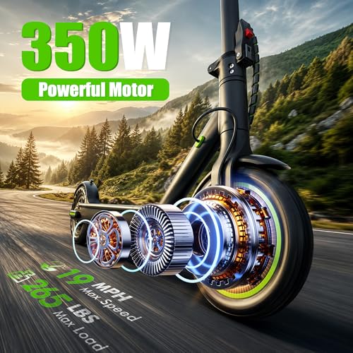 Image of WERHY Electric Scooter Adults, 350W /500W /1000W Powerful Motor, 19 MPH Max Speed, 16 /28 Miles Long Range, 8.5 inch Folding E Scooter with Dual Braking, Smart APP