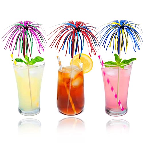 BLUE TOP Foil Frill Firework Picks Cupcake Topper Picks 9 Inch 200 PCS Party Cocktail picks for Party Decoration,Party Supplies,Christmas Decoration,July 4th,Halloween,Thanksgiving Day