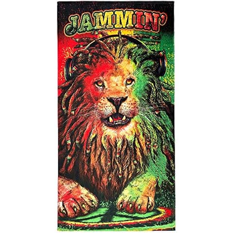 Rasta Lion Beach Towel 30 x 60 inch 100% Cotton Jammin' Rastafari and Dreadlocks Cover