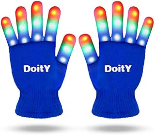 DoitY LED Gloves for Kids, LED Flashing Light Up Gloves with 6 Flash