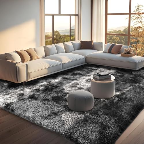 Tapis de salon à poils longs élégant au pile fin doux - 2