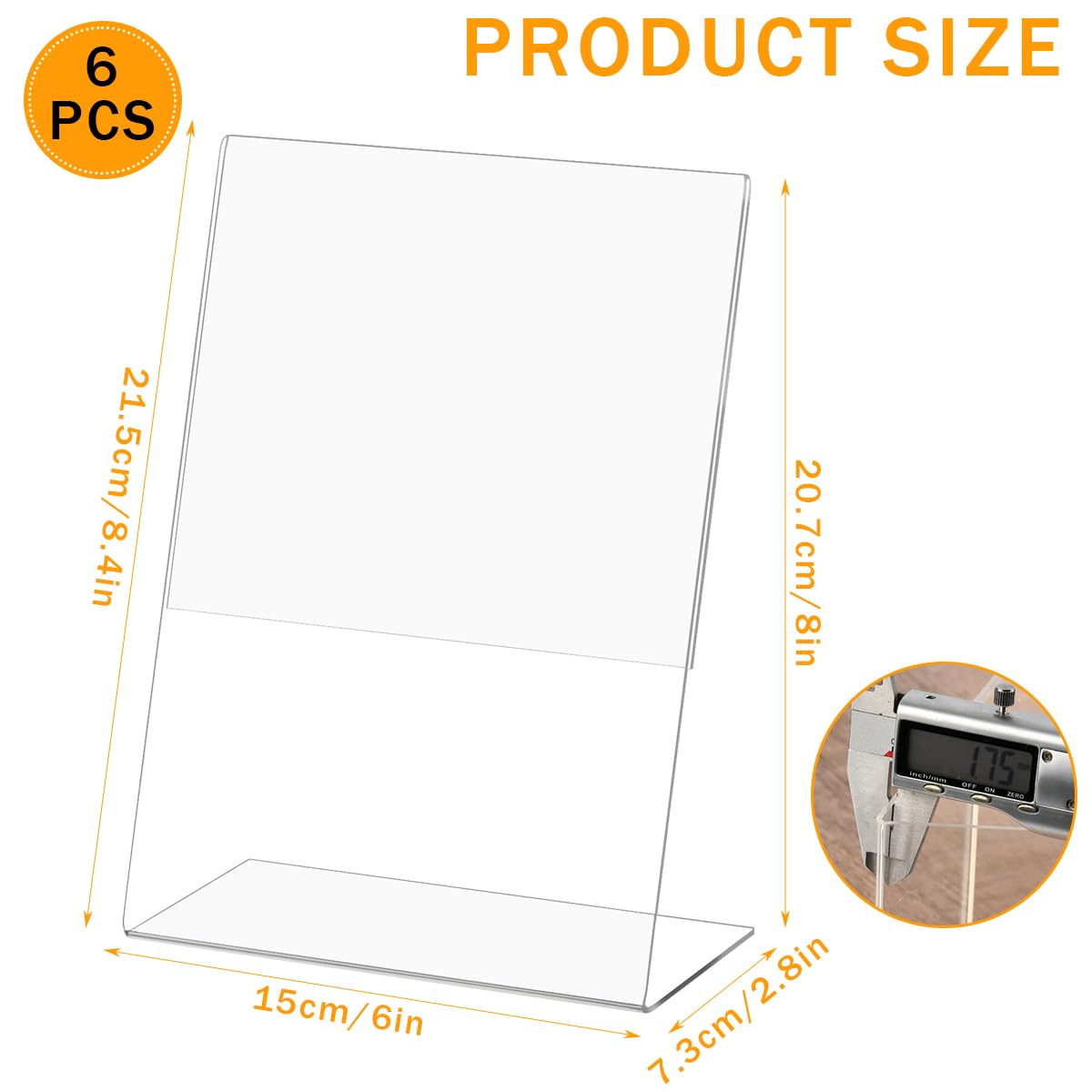 OctBird A5 Tischaufsteller Schrä,6 Stück Acryl Tischaufsteller Schräg,Glasklar L- Ständer,Menü Display Halter Ständer Tischaufsteller,Transparenter Tischaufsteller aus Kunststoff für Restaurant Theke