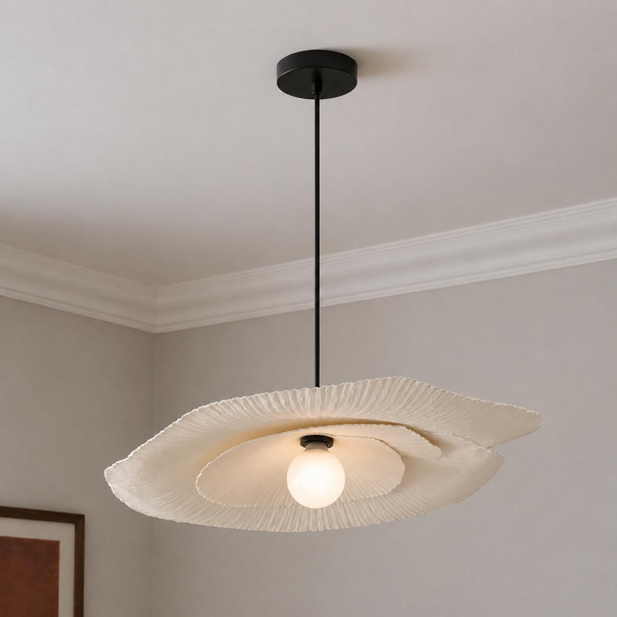 Cgc Lighting Stefania Duo Two Layer 60Cm And 37Cm Paper Indoor Ceiling Lamp Shade Curved Design Paper Duo Set Easy Fit Non Electrical (Stefania Duo Two Layer 60Cm And 37Cm Paper)