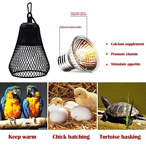 QIODAZOO Schildkröte Wärmespotlampe, Reptilien Wärmelampe mit haken E27 Lampen 50W Kontrollierbare Zeit Steuerbare Helligkeit