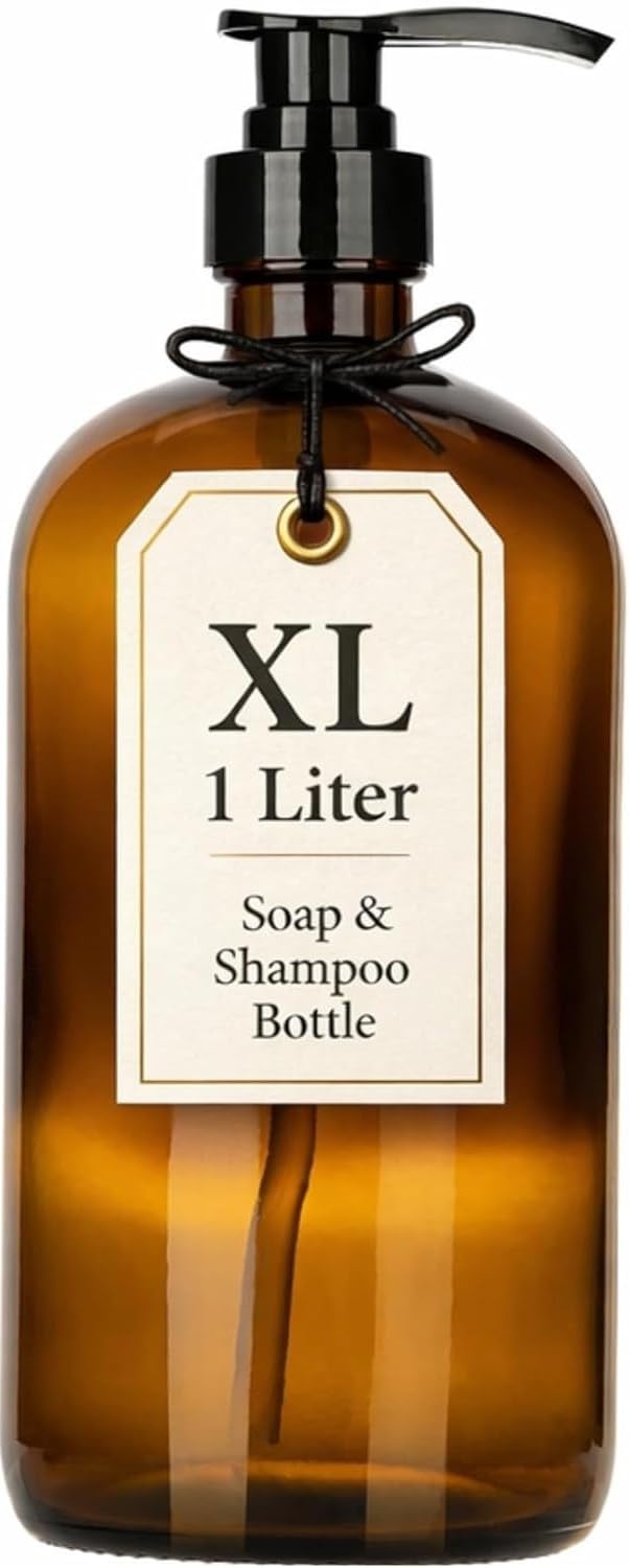 Photo 1 of Kitchentoolz 32 oz Amber Glass Pump Dispenser Bottle